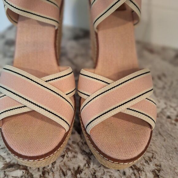 Tory Burch Frieda Platform Wedge‎ Espadrille Open Toe Sandals Heels  size 10M - Picture 2 of 12